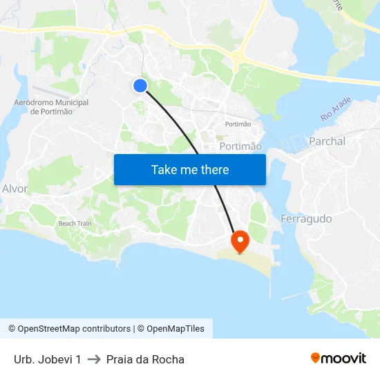 Urb. Jobevi 1 to Praia da Rocha map