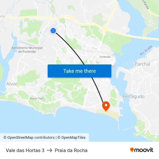 Vale das Hortas 3 to Praia da Rocha map