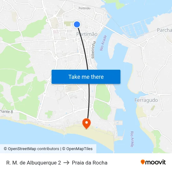 R. M. de Albuquerque 2 to Praia da Rocha map
