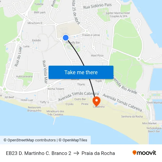 EB23 D. Martinho C. Branco 2 to Praia da Rocha map