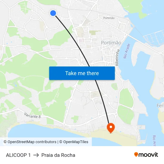 ALICOOP 1 to Praia da Rocha map