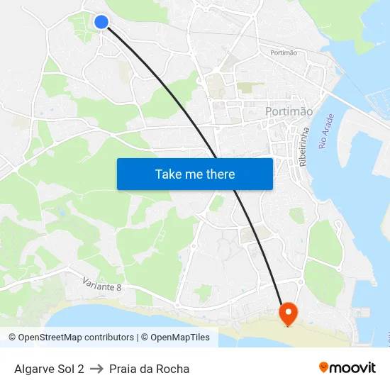 Algarve Sol 2 to Praia da Rocha map