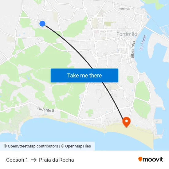 Coosofi 1 to Praia da Rocha map