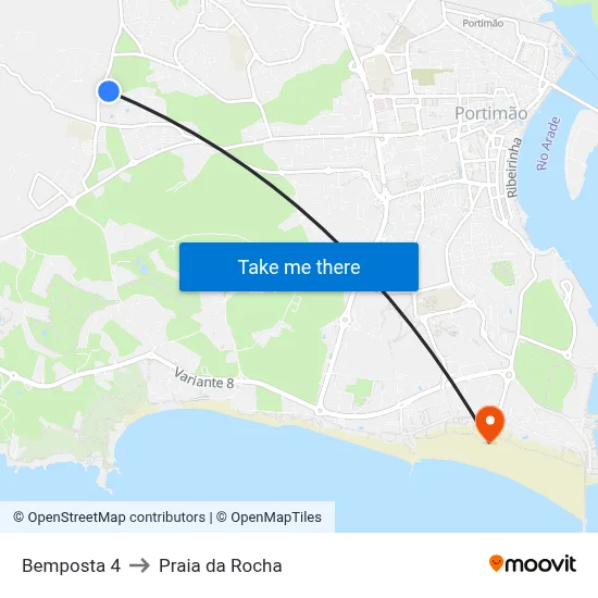 Bemposta 4 to Praia da Rocha map