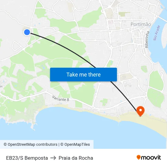 EB23/S Bemposta to Praia da Rocha map