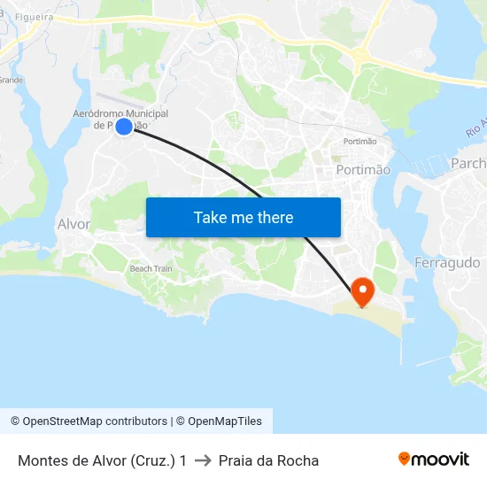 Montes de Alvor (Cruz.) 1 to Praia da Rocha map