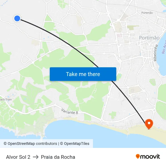 Alvor Sol 2 to Praia da Rocha map