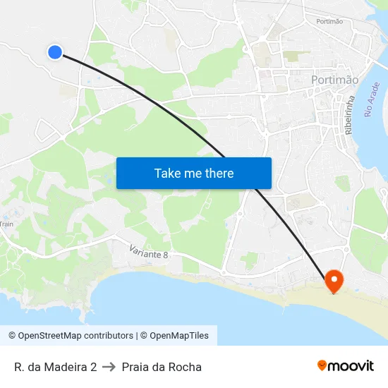 R. da Madeira 2 to Praia da Rocha map