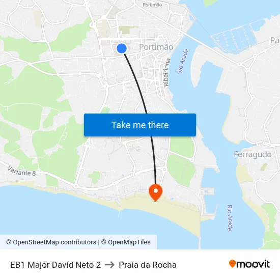 EB1 Major David Neto 2 to Praia da Rocha map