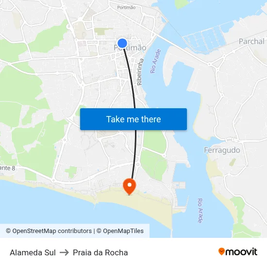 Alameda Sul to Praia da Rocha map