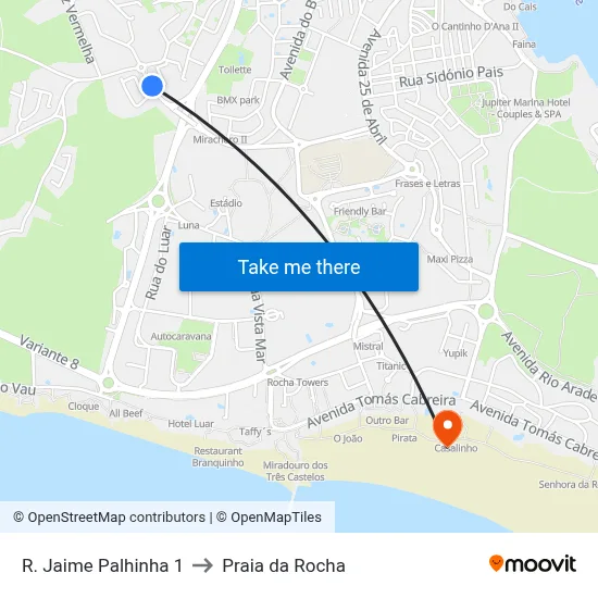 R. Jaime Palhinha 1 to Praia da Rocha map