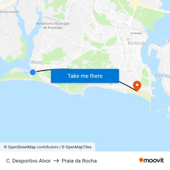 C. Desportivo Alvor to Praia da Rocha map