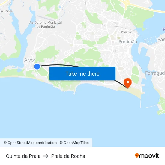Quinta da Praia to Praia da Rocha map