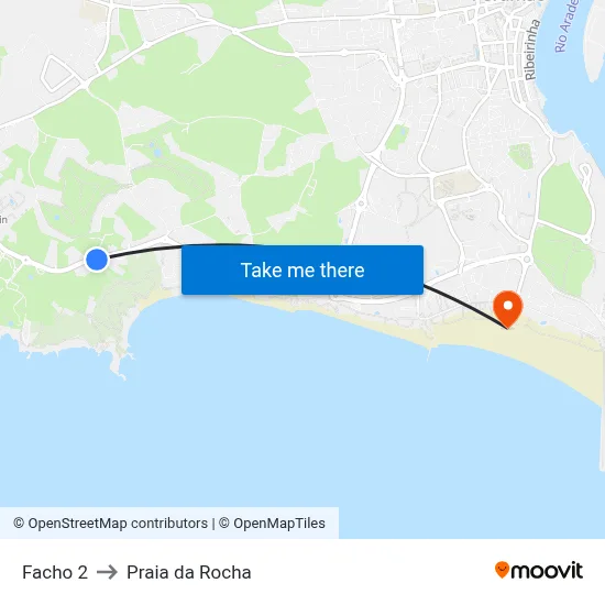 Facho 2 to Praia da Rocha map