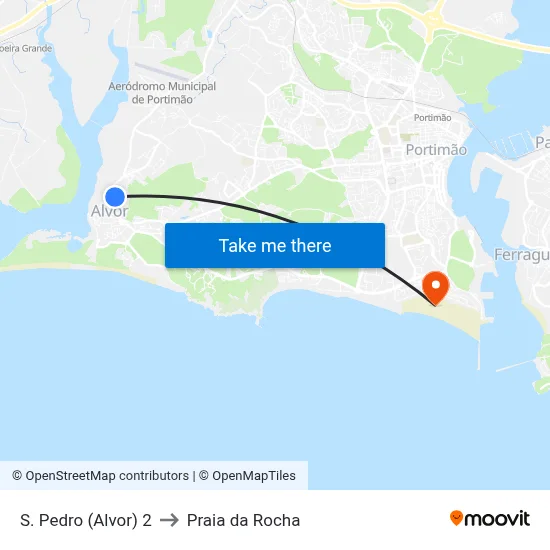 S. Pedro (Alvor) 2 to Praia da Rocha map