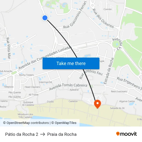 Pátio da Rocha 2 to Praia da Rocha map