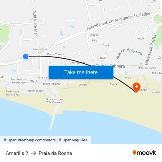 Amarilis 2 to Praia da Rocha map