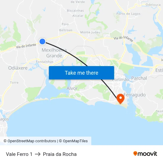 Vale Ferro 1 to Praia da Rocha map