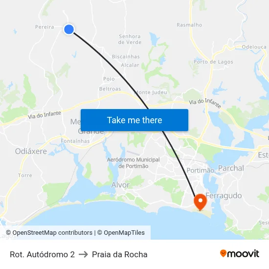 Rot. Autódromo 2 to Praia da Rocha map