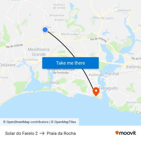 Solar do Farelo 2 to Praia da Rocha map