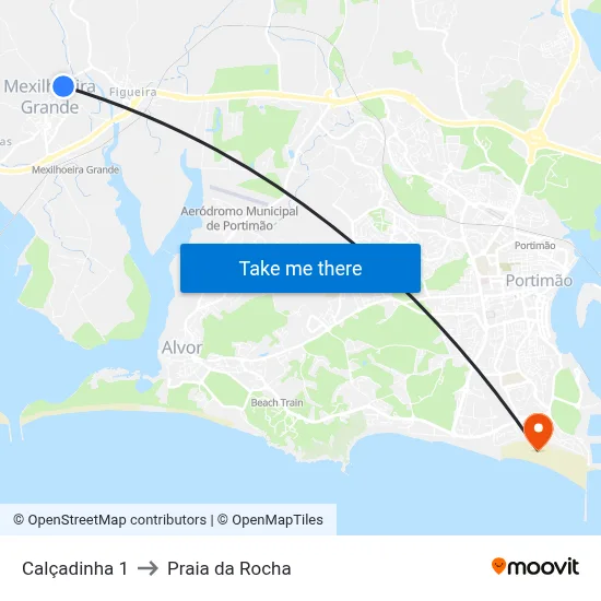 Calçadinha 1 to Praia da Rocha map