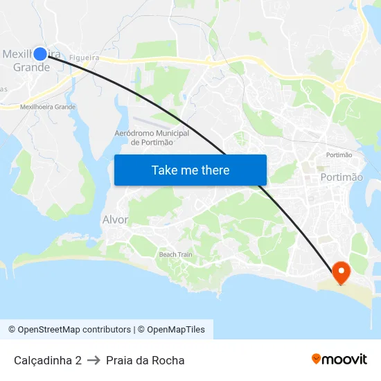 Calçadinha 2 to Praia da Rocha map