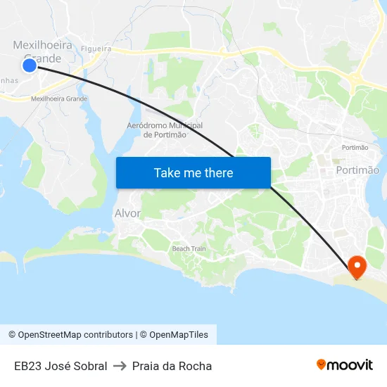 EB23 José Sobral to Praia da Rocha map