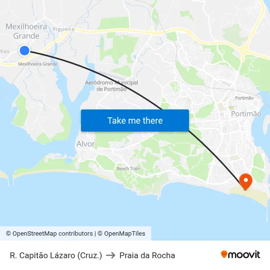 R. Capitão Lázaro (Cruz.) to Praia da Rocha map