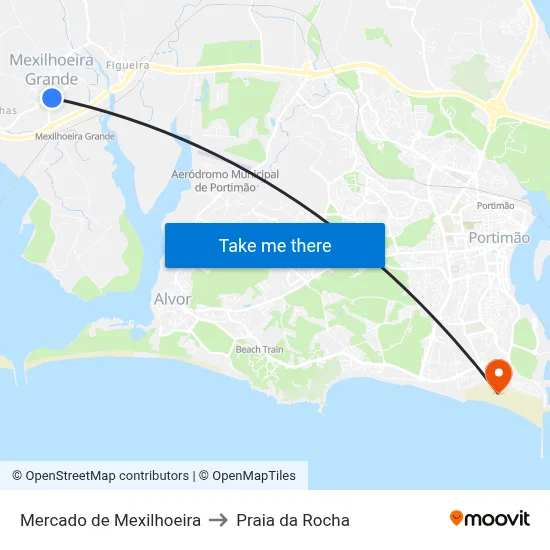 Mercado de Mexilhoeira to Praia da Rocha map