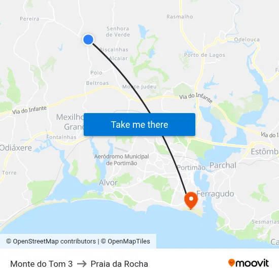 Monte do Tom 3 to Praia da Rocha map