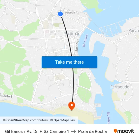 Gil Eanes / Av. Dr. F. Sá Carneiro 1 to Praia da Rocha map