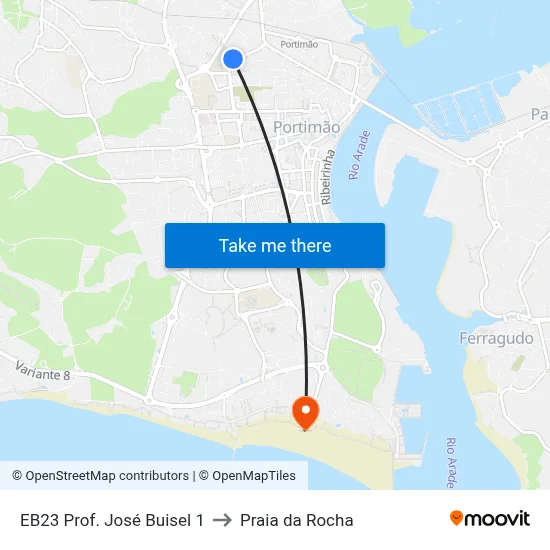 EB23 Prof. José Buisel 1 to Praia da Rocha map