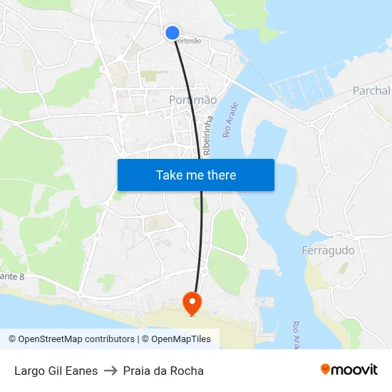 Largo Gil Eanes to Praia da Rocha map