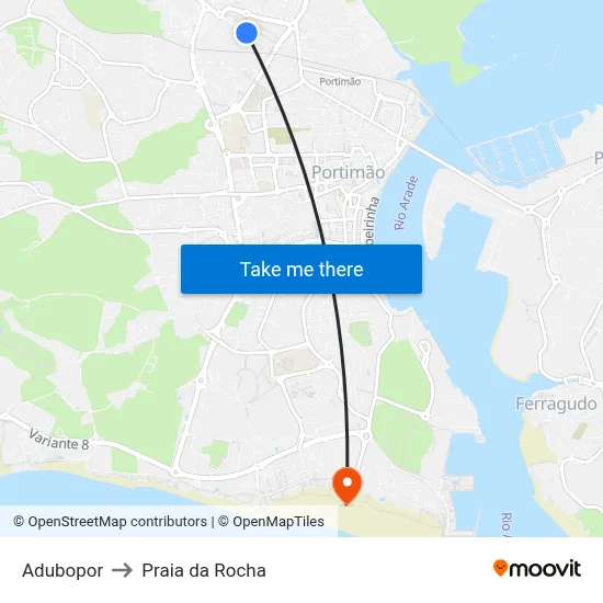 Adubopor to Praia da Rocha map