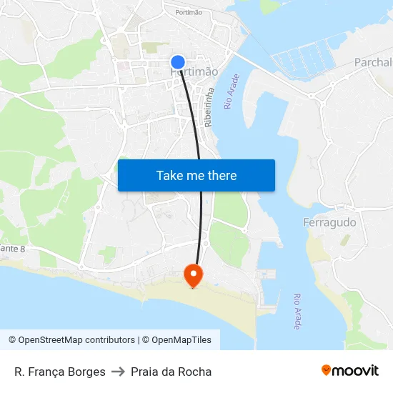 R. França Borges to Praia da Rocha map