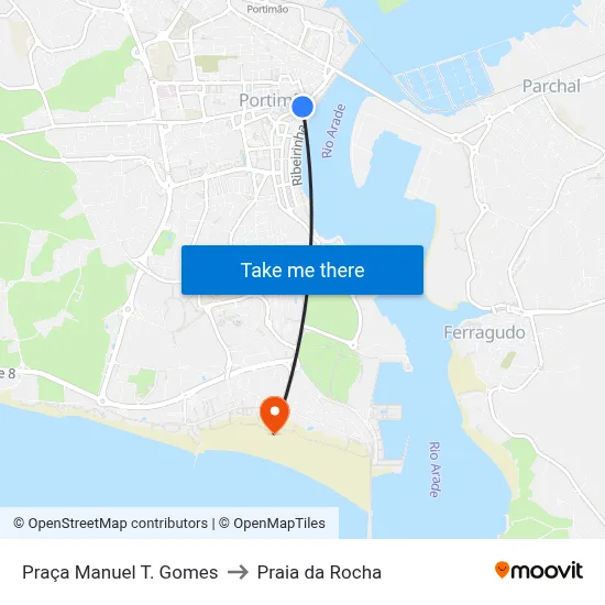 Praça Manuel T. Gomes to Praia da Rocha map