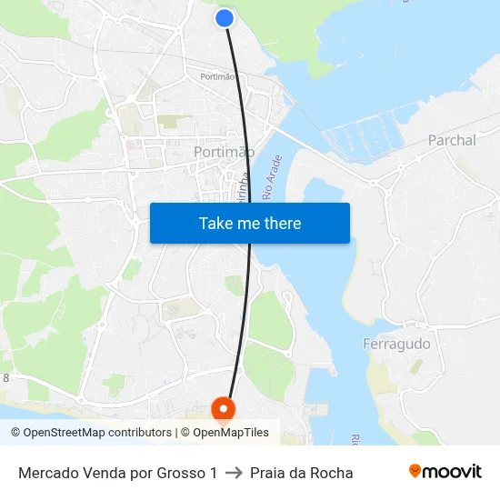 Mercado Venda por Grosso 1 to Praia da Rocha map