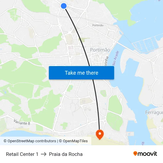 Retail Center 1 to Praia da Rocha map