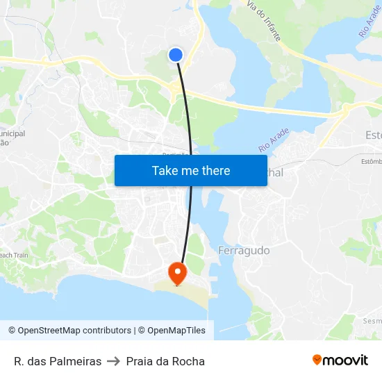 R. das Palmeiras to Praia da Rocha map
