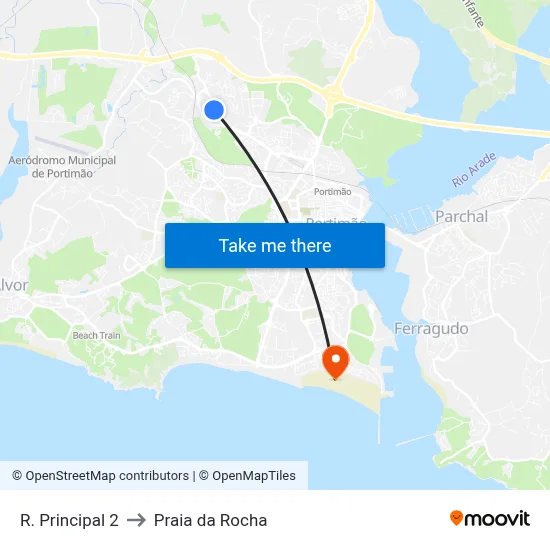 R. Principal 2 to Praia da Rocha map