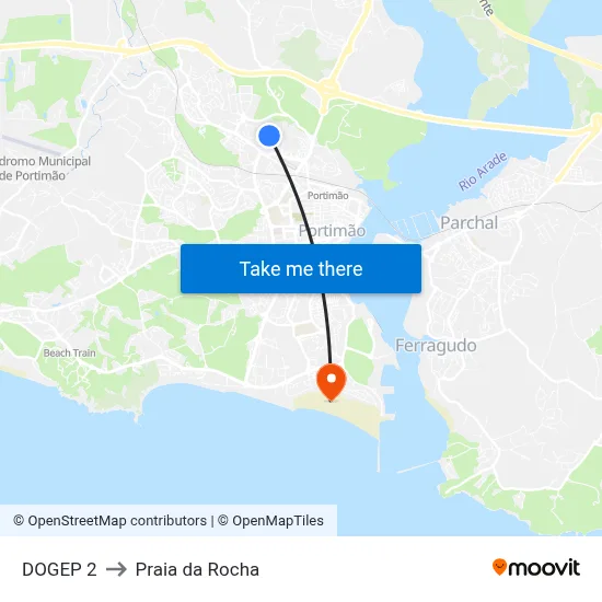 DOGEP 2 to Praia da Rocha map