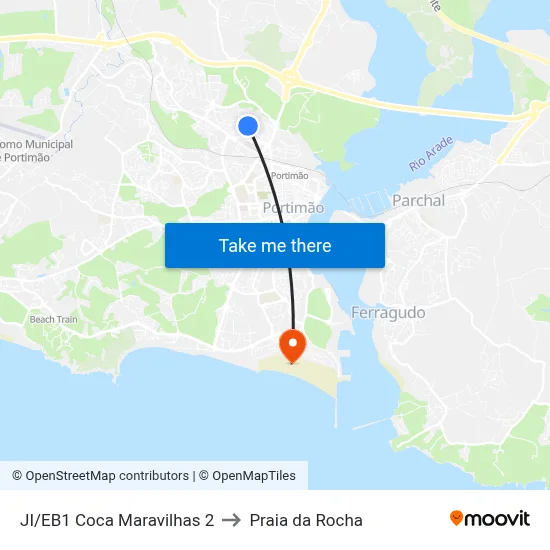 JI/EB1 Coca Maravilhas 2 to Praia da Rocha map