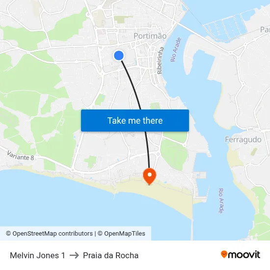 Melvin Jones 1 to Praia da Rocha map
