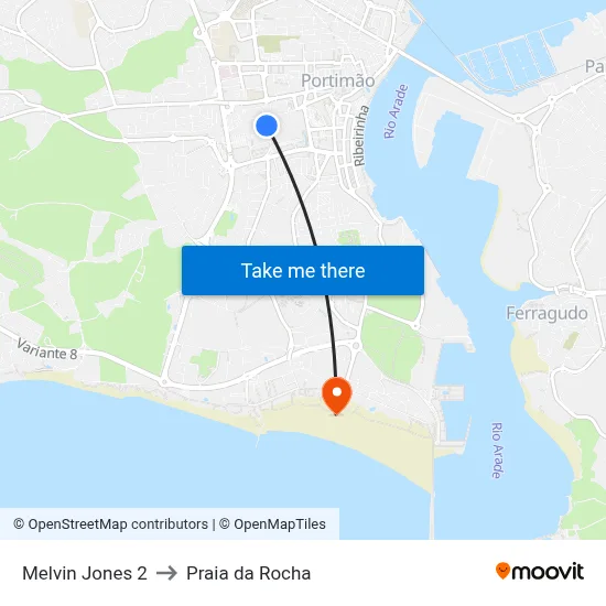 Melvin Jones 2 to Praia da Rocha map