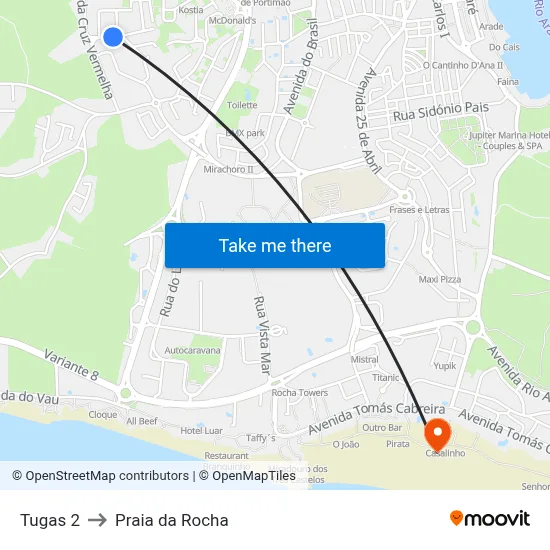 Tugas 2 to Praia da Rocha map