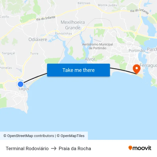 Terminal Rodoviário to Praia da Rocha map