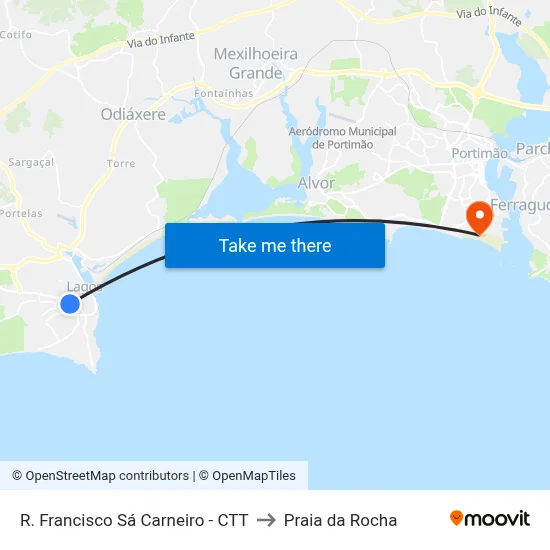 R. Francisco Sá Carneiro - CTT to Praia da Rocha map