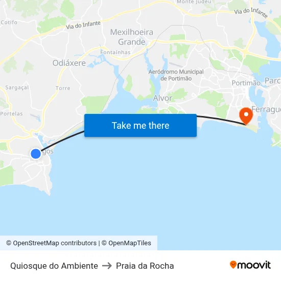 Quiosque do Ambiente to Praia da Rocha map
