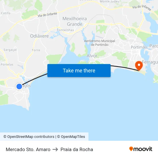 Mercado Sto. Amaro to Praia da Rocha map