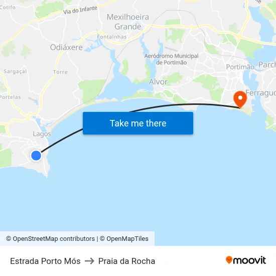 Estrada Porto Mós to Praia da Rocha map
